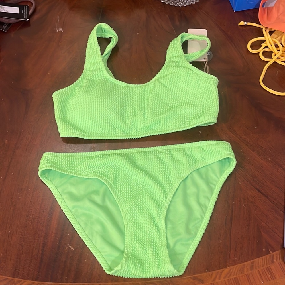 Cabana del Sol medium electric green nwt bikini